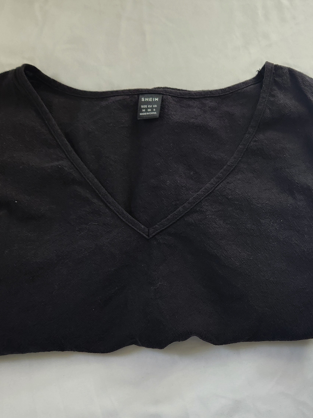 SHEIN Black V-Neck Short Sleeve Women's Med